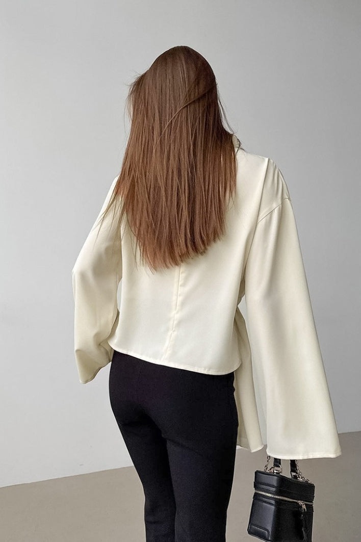 Mandarin Collar Chiffon Blouse