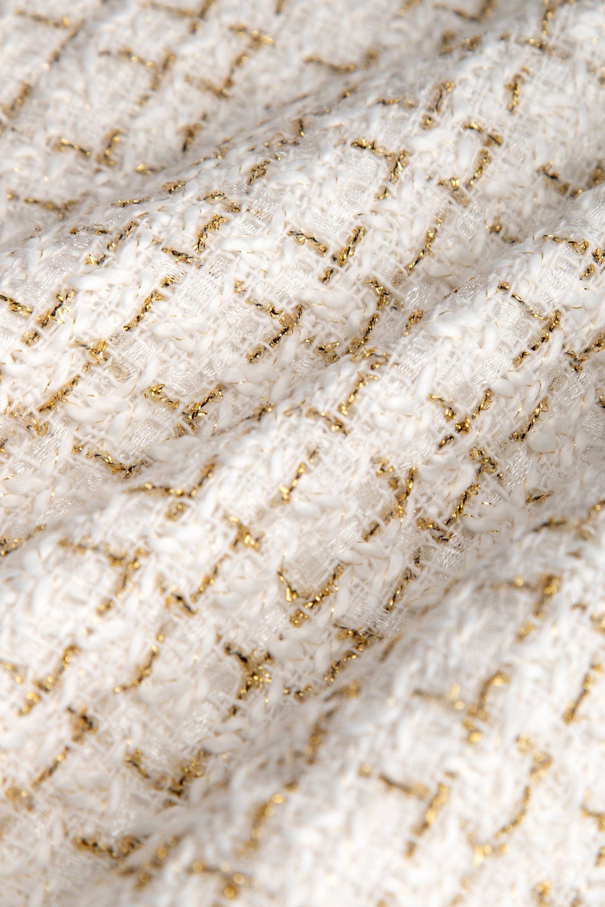 White Mesh Yoke Tweed Mini Dress - View 10