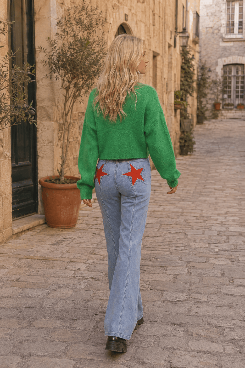 Patchwork Flared Denim Jeans
