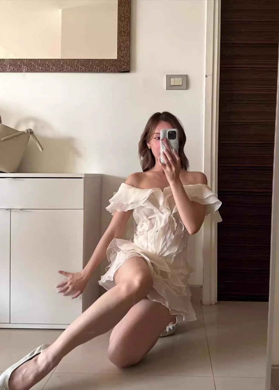 Aurelia Ruffled Organza Mini Dress - View 3