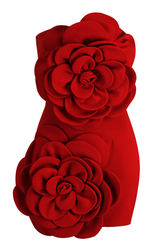 3D Floral Strapless Bodycon Mini Dress - View 13
