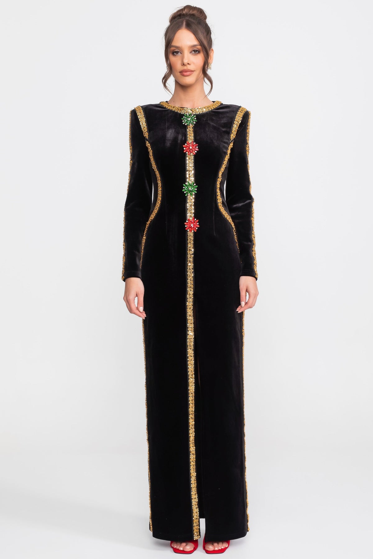 Velvet Maxi Dress - Black - View 2