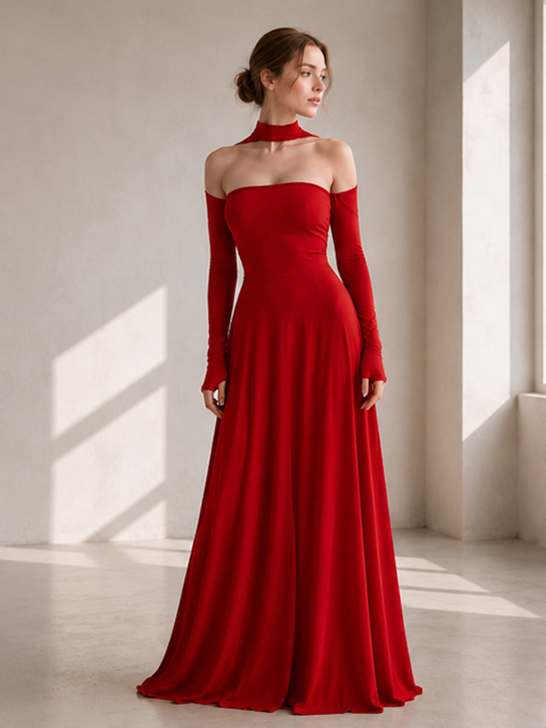 One Shoulder Ruched High Split Satin Maxi Dress