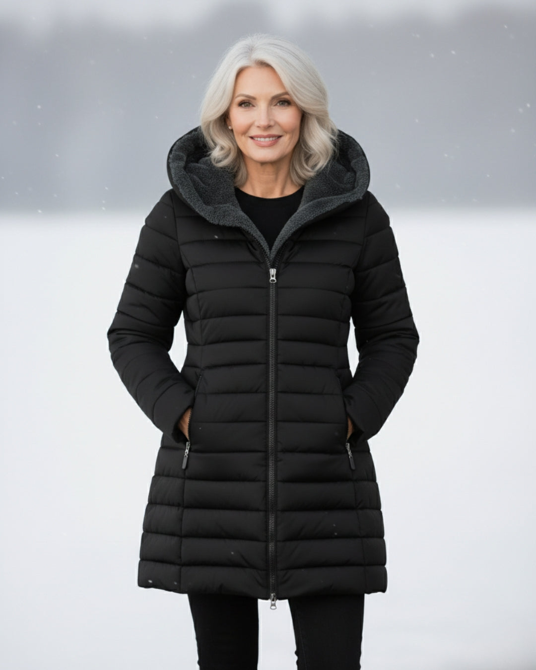 Hooded Faux Fur Lined Quilted Longline Puffer Coat 6