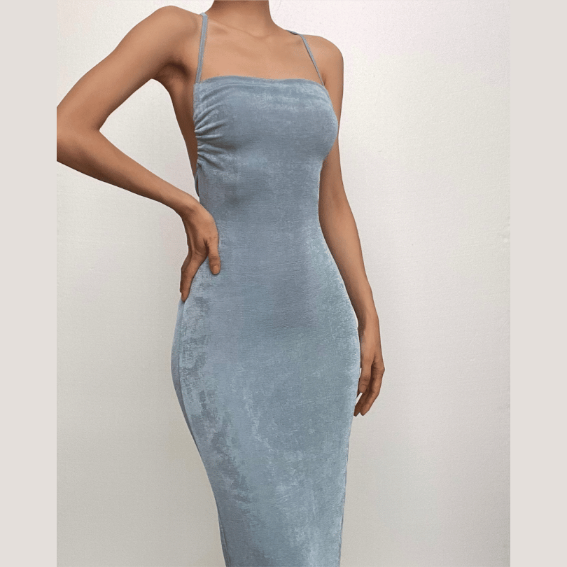 Knit Backless Cowl Neck Maxi Dress - View 2