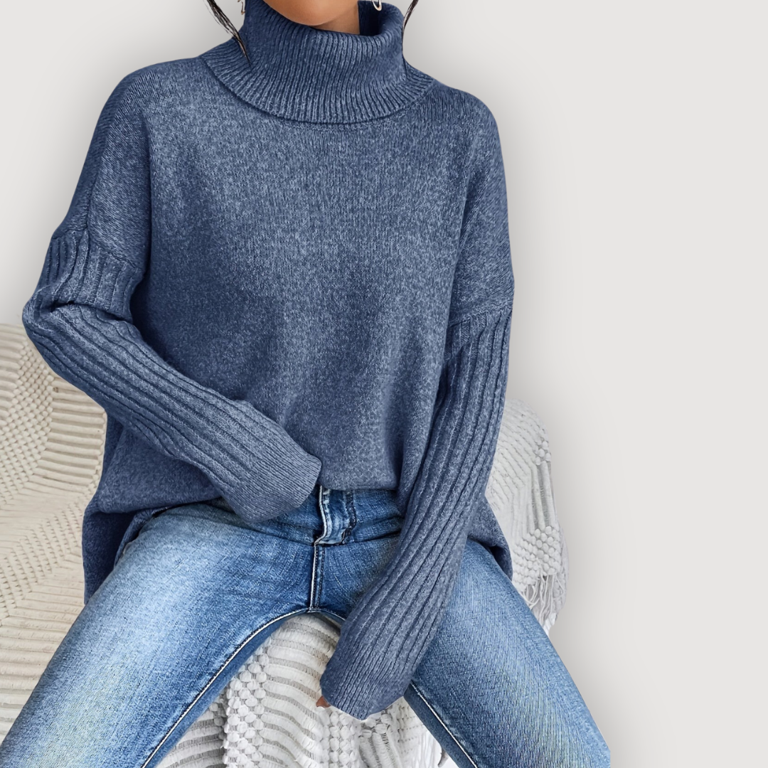 Turtleneck Long Sleeve High Low Oversized Sweater 16