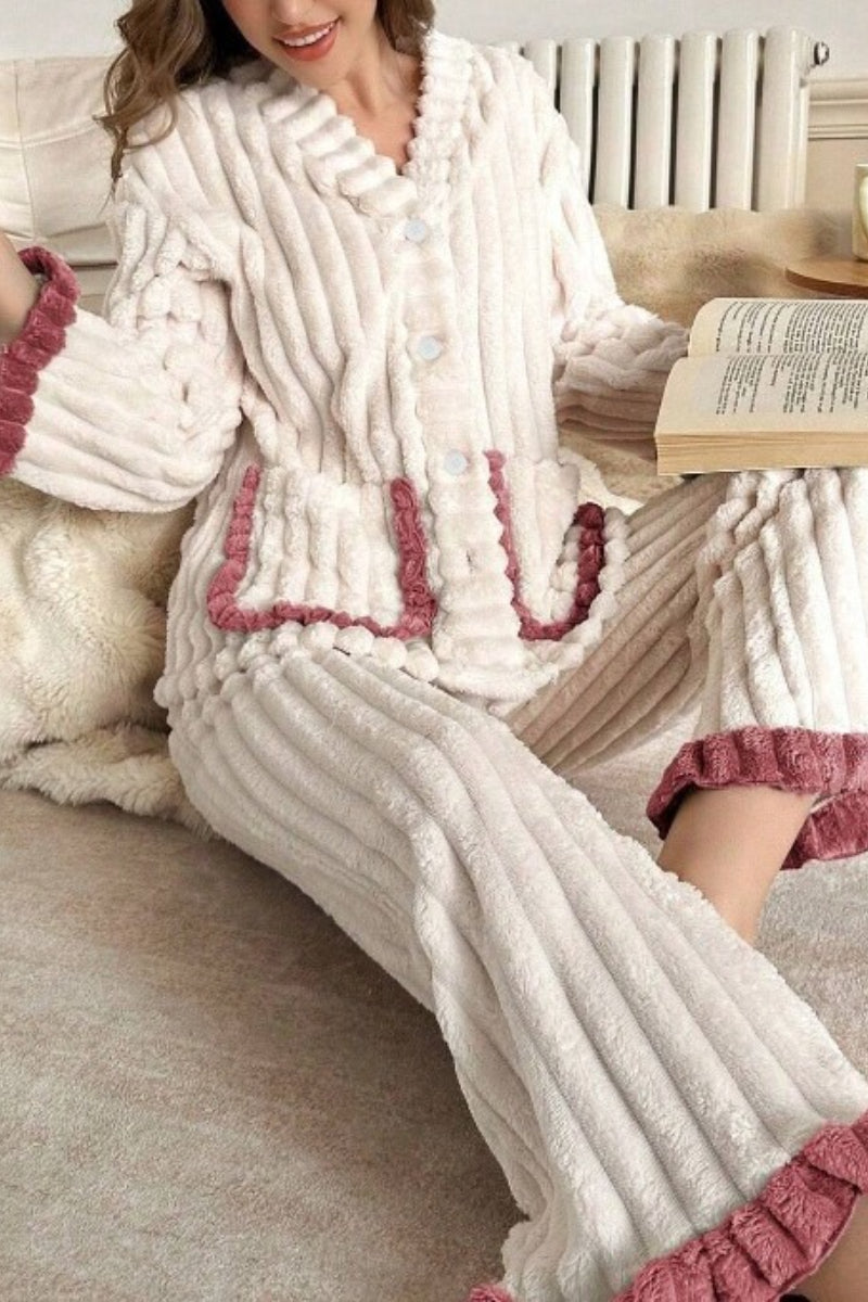 Floral Fleece Sleepwear Pajama Set