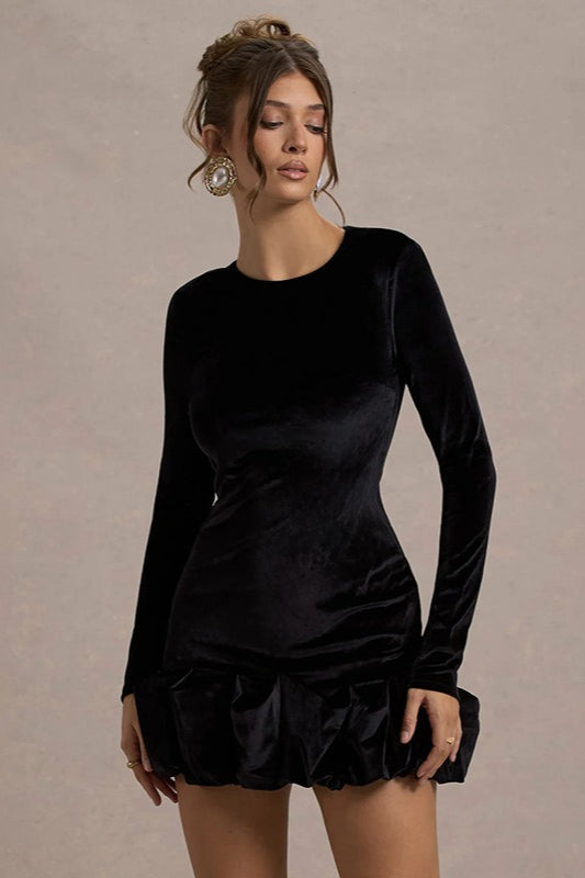 Velvet Ruffle Hem Party Dress - View 8