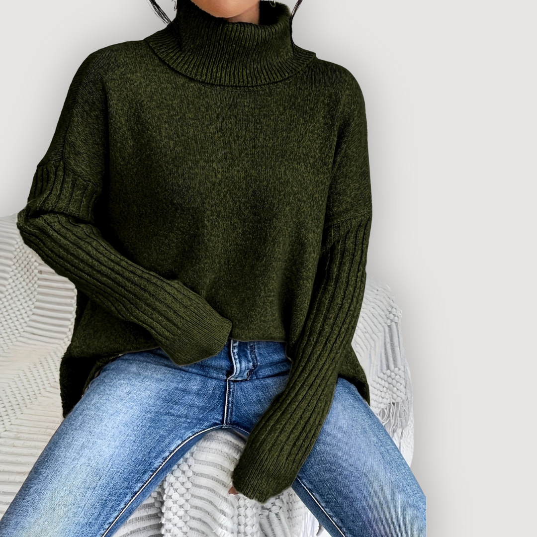 Turtleneck Long Sleeve High Low Oversized Sweater 17