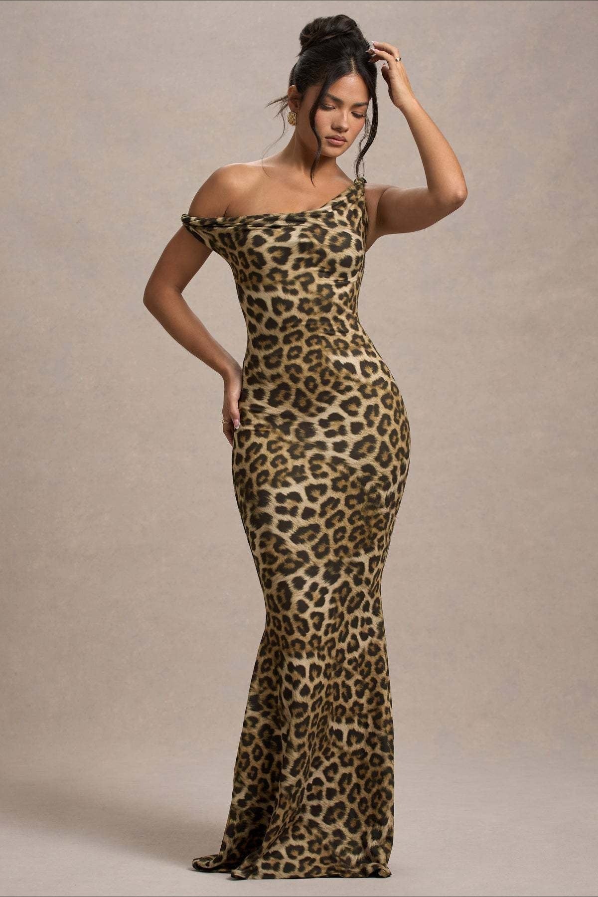 Floral Print One Shoulder Fishtail Bodycon Maxi Dress - View 8