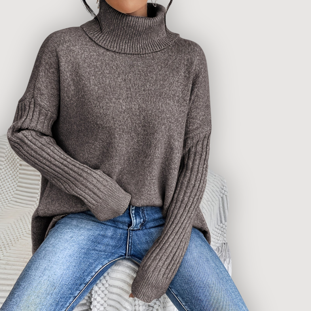 Turtleneck Long Sleeve High Low Oversized Sweater 20