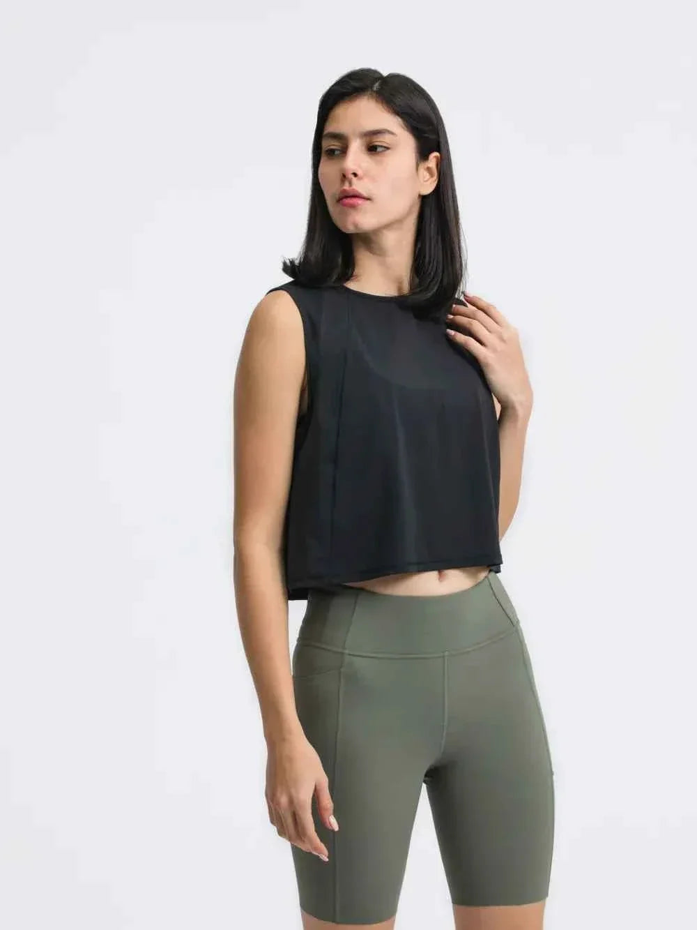 Millennia Round Neck Cropped Active Tank