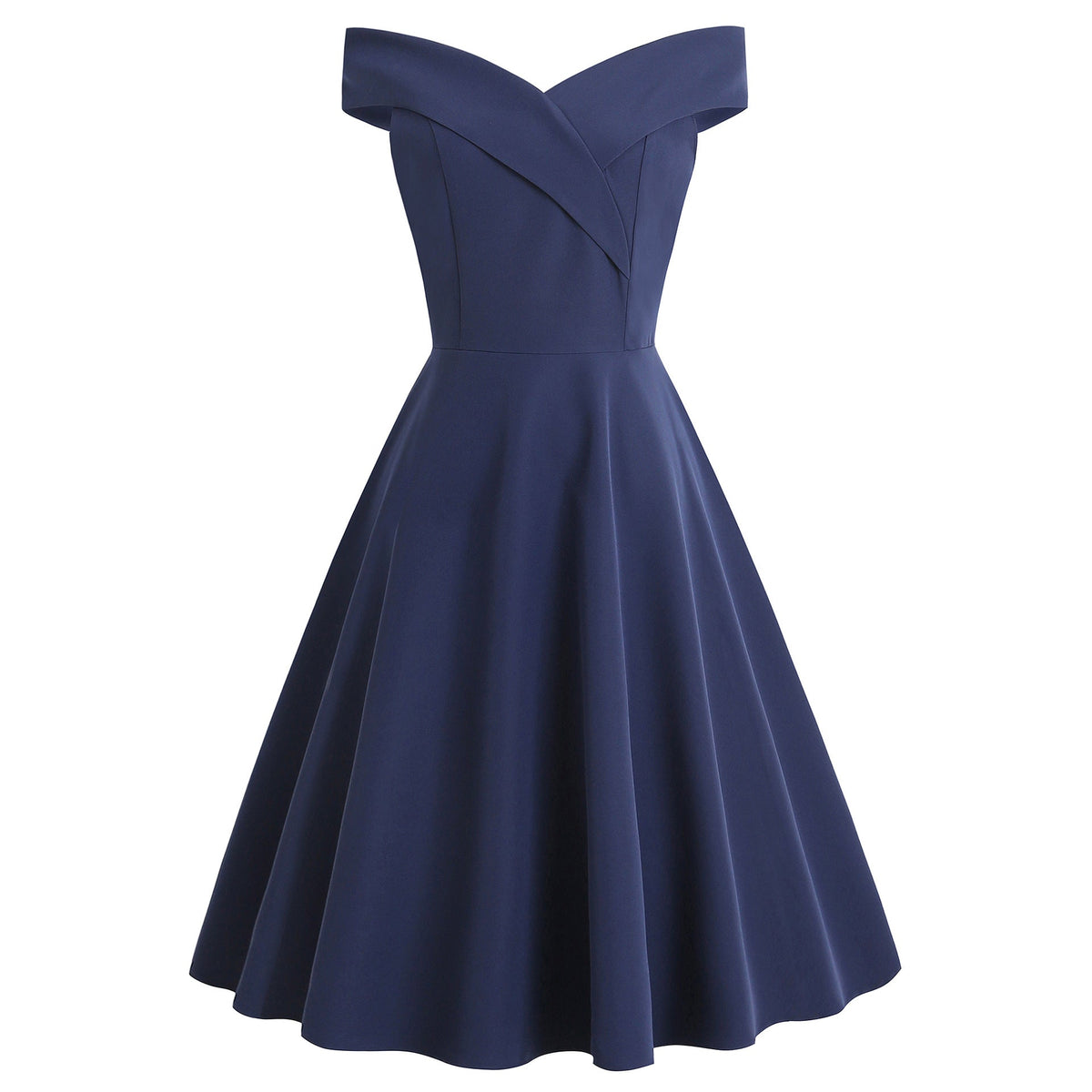 Off Shoulder Crossover Bodice Fit and Flare Cocktail Midi Dress - View 2