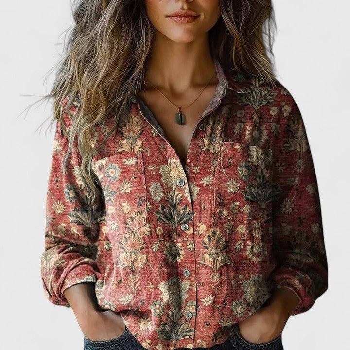 Floral Print Long Sleeve Button Front Utility Shirt 2