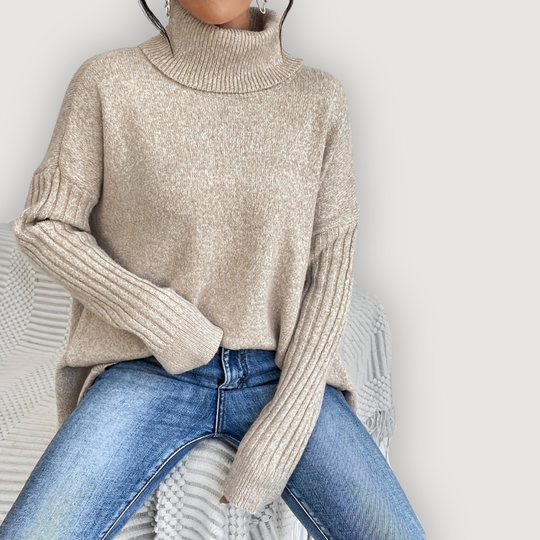 Turtleneck Long Sleeve High Low Oversized Sweater 18
