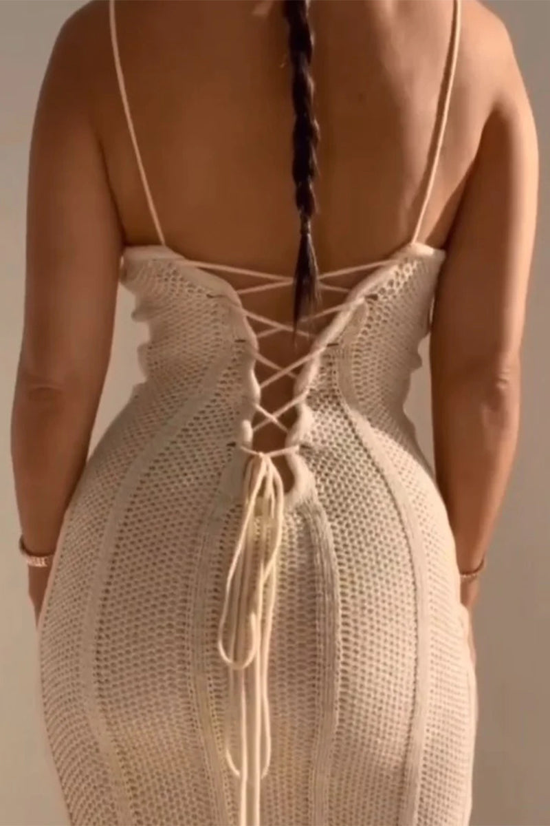 Graciela Woven Strap Backless Strapless Dress - View 3