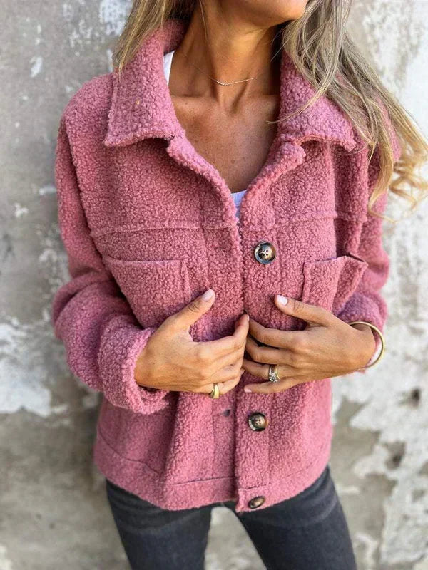 Teddy Fleece Collared Button Front Pocket Shacket Jacket 6