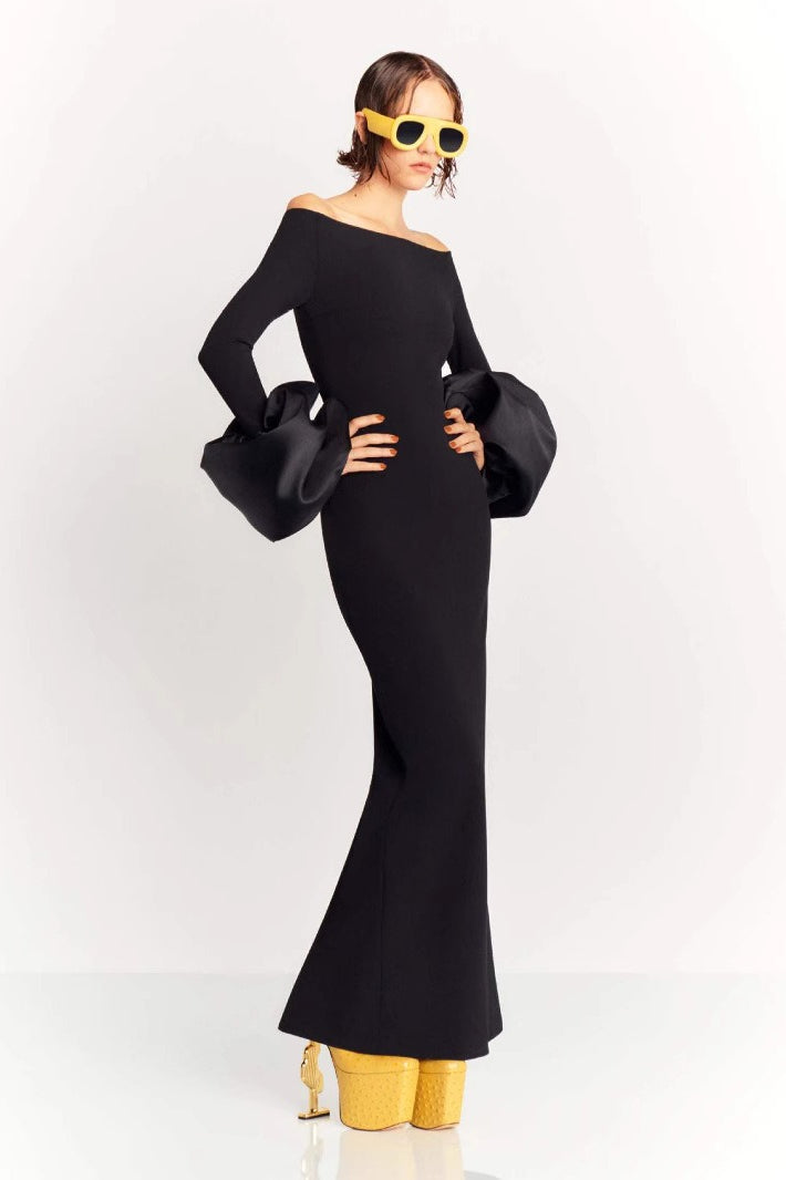 Off Shoulder Puff Sleeve Mermaid Maxi Gown