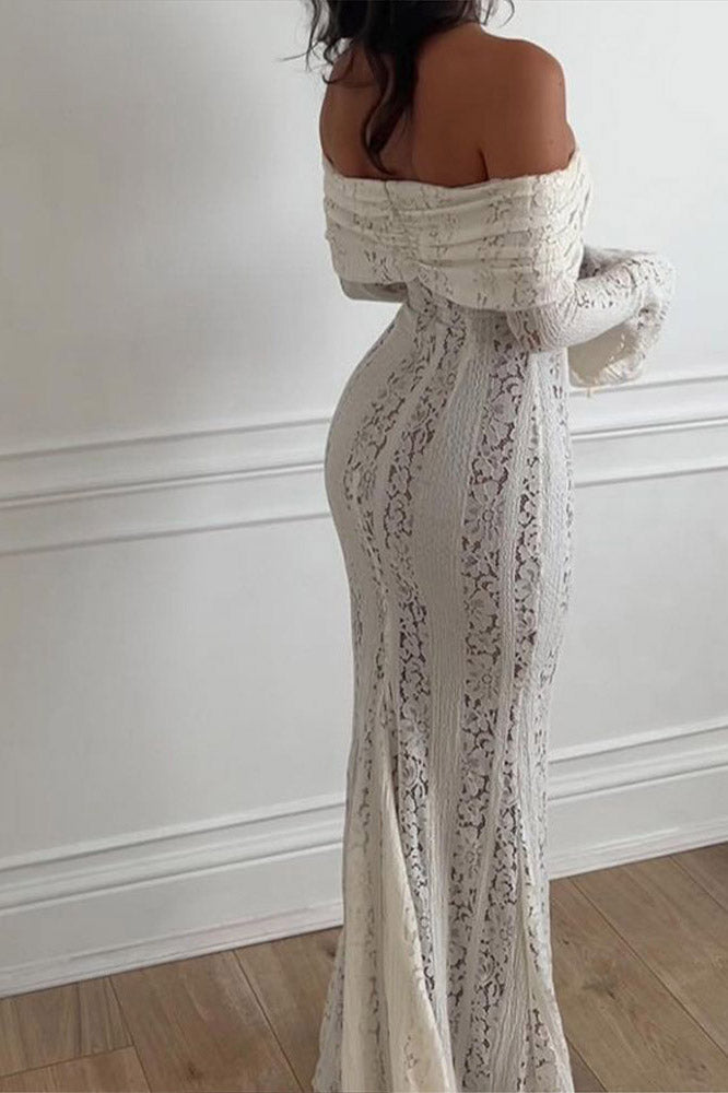 Matilde Statement Lace Wide Flared Sleeve Off Shoulder Dress - View 6