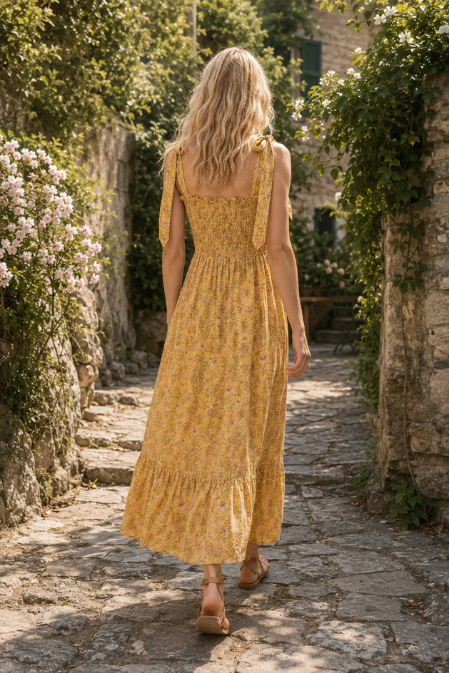 High-Waist Floral Maxi Dress