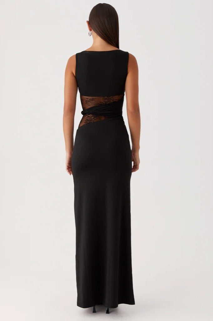 Slim Sheer Lace Paneled Maxi Lace Dress - View 11