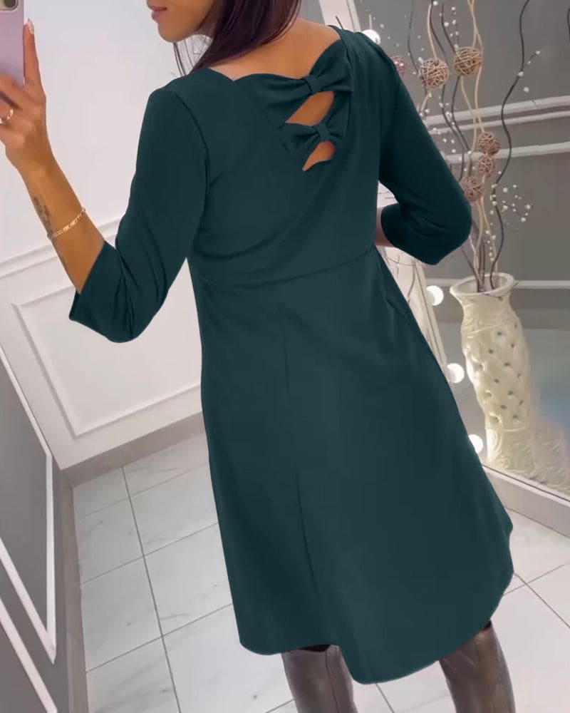 V-Neck Wrap Short Sleeve A-Line Midi Dress - View 10