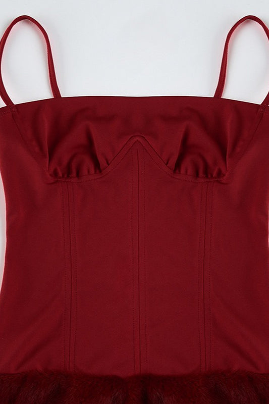 Corset Spaghetti Strap Feather Trim Mini Party Dress - View 6