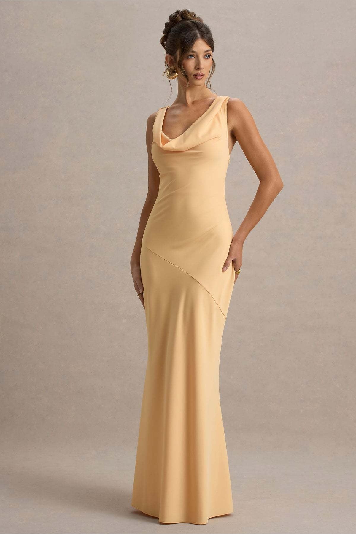 Satin Mermaid Low-Back Party Dress in Blue - View 23