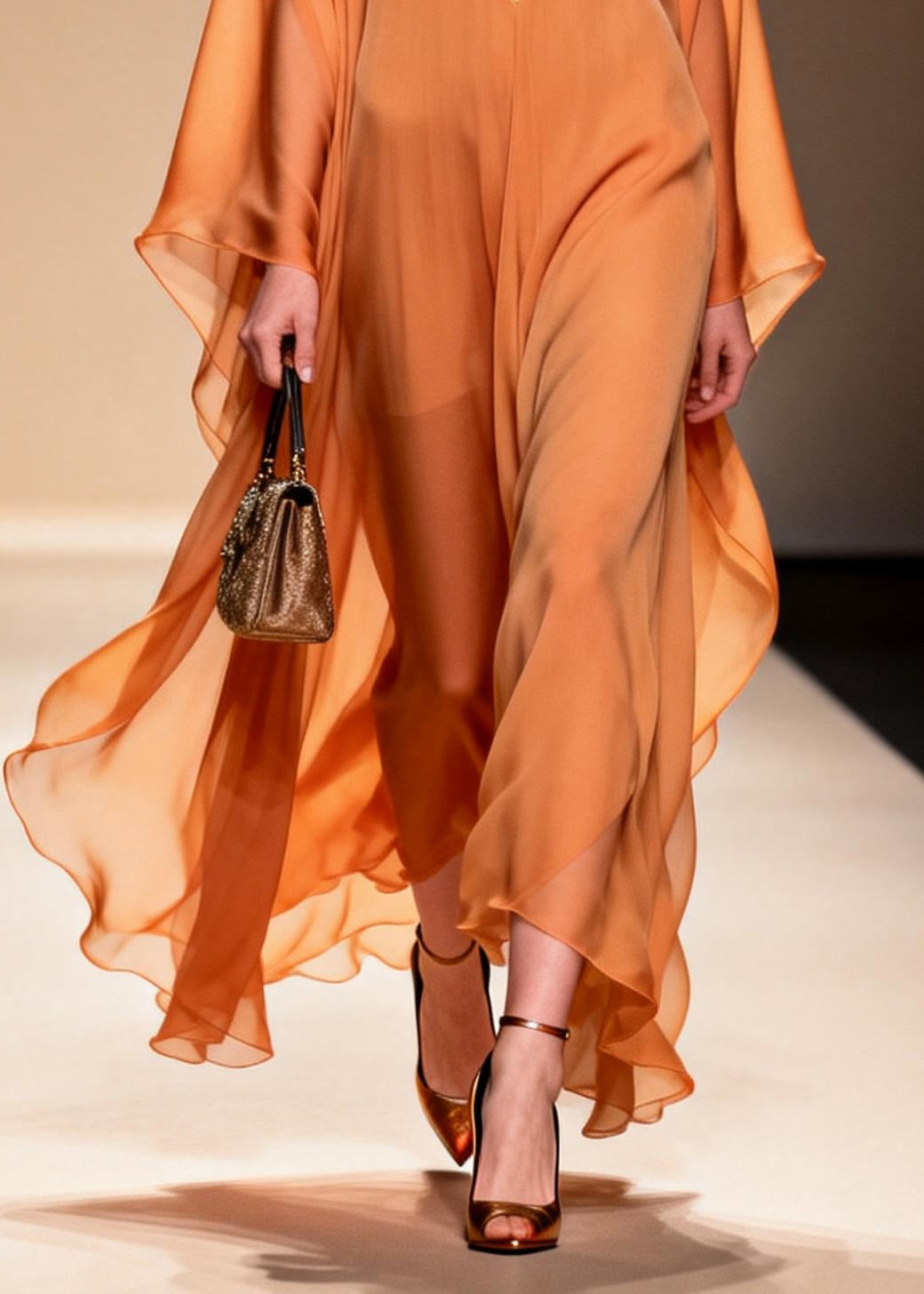 Landscape Trim Deep V-Neck Kimono Sleeve Kaftan Maxi Gown - View 3