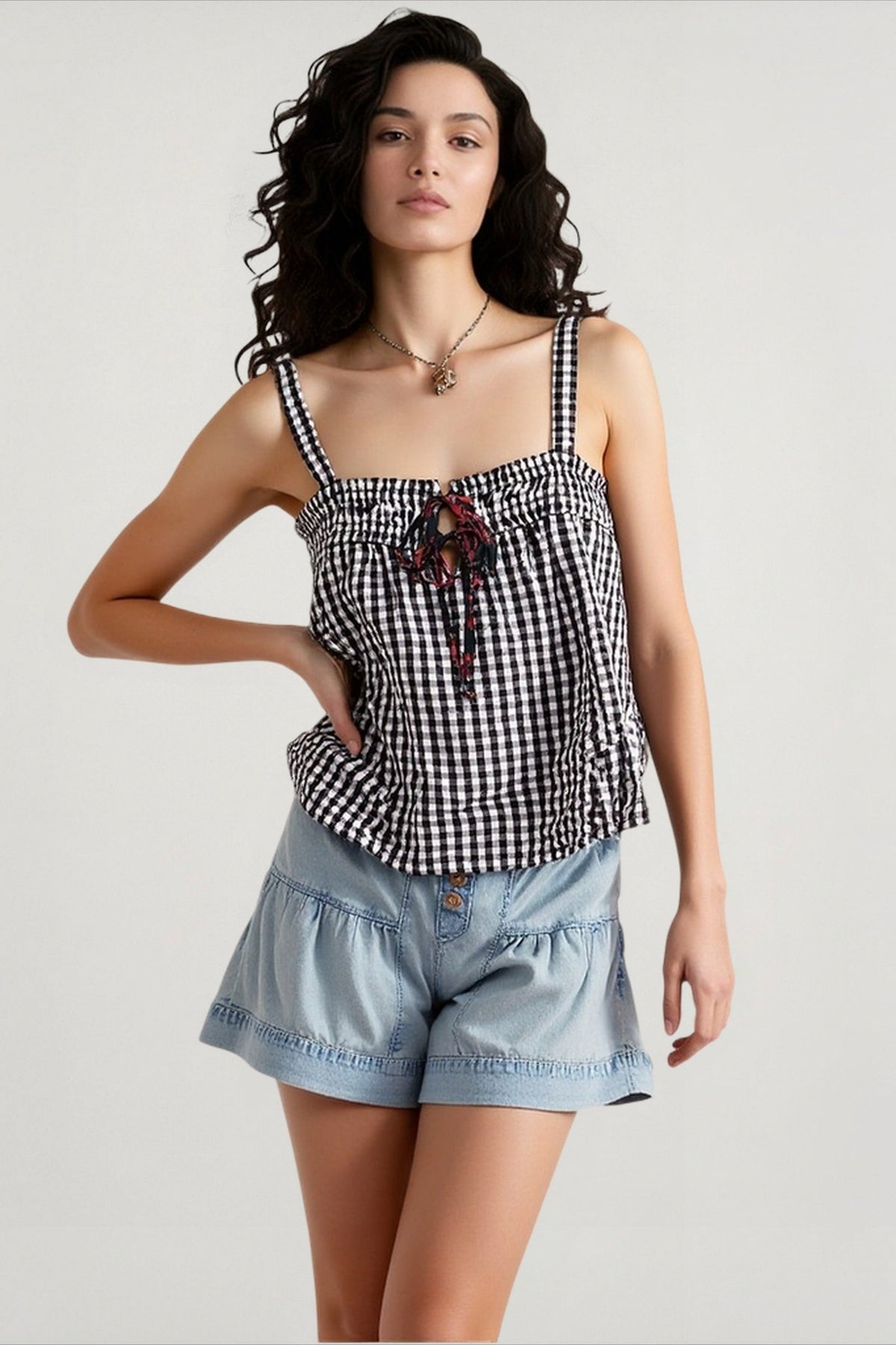 Plaid Panel Cami Top