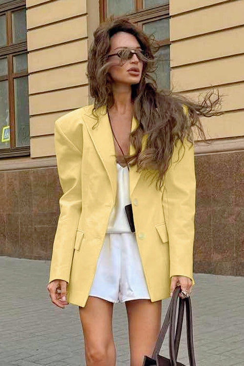 Elevated Lapel Detail Long Sleeve Blazer