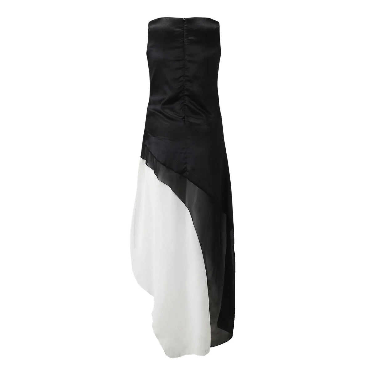Chiffon Boat Neck Sleeveless Tiered Bias Cut Maxi Dress - View 3