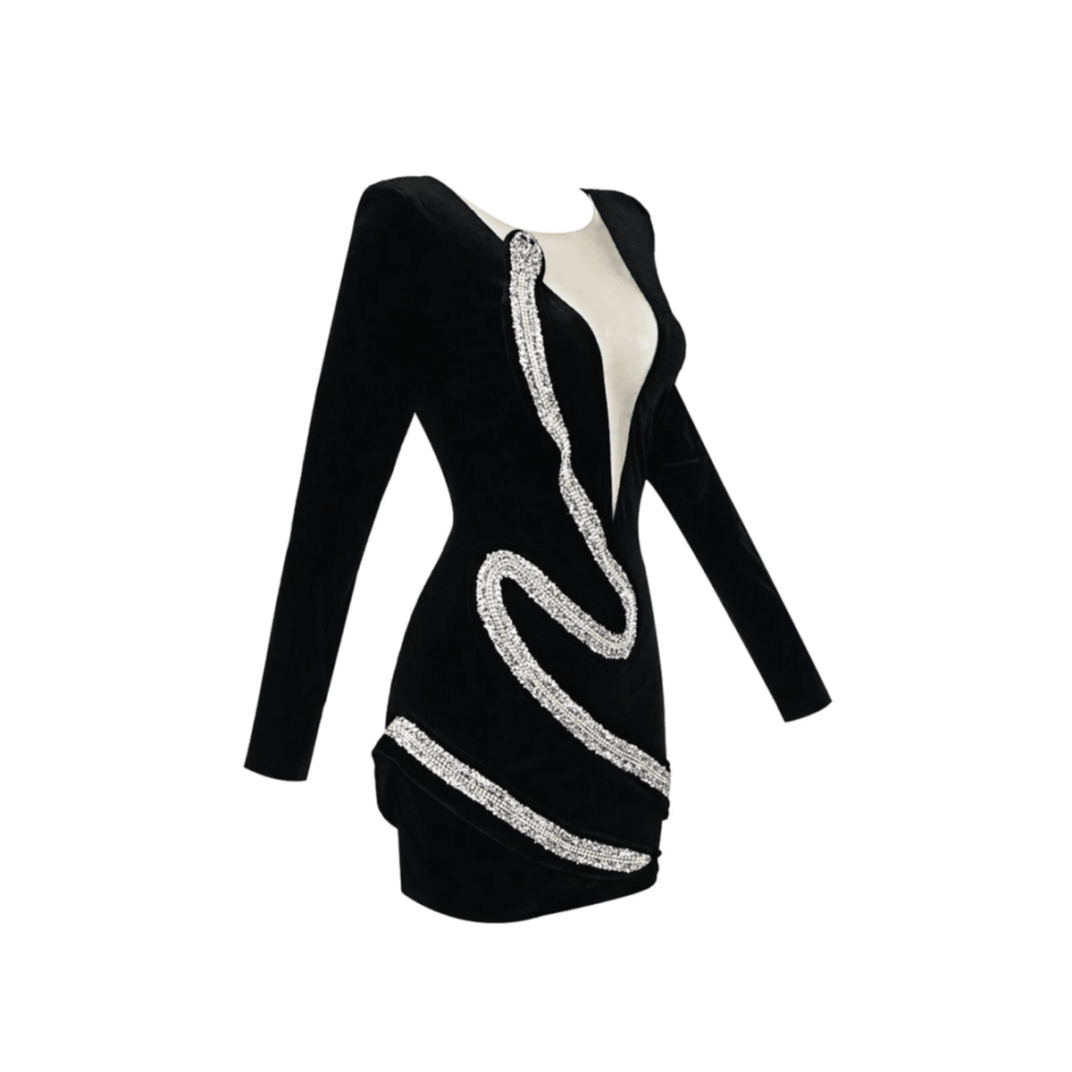 Passionate Jewel Diamond Snake Velvet Mini Dress - View 9
