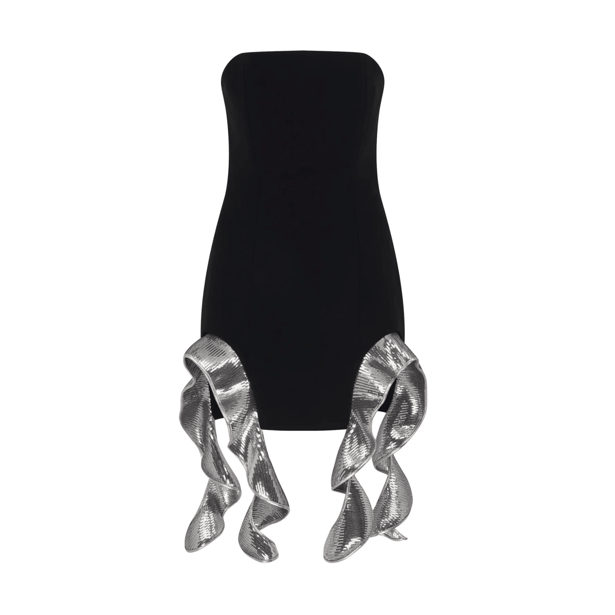 Strapless Asymmetric Ruffle Hem Bodycon Mini Dress - View 12