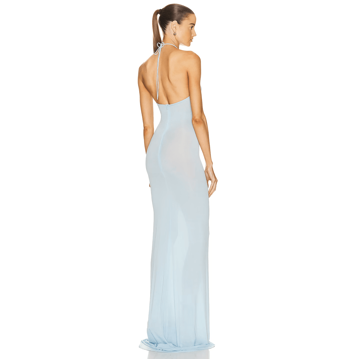 Easy Style Blue Mesh Maxi Dress - View 8