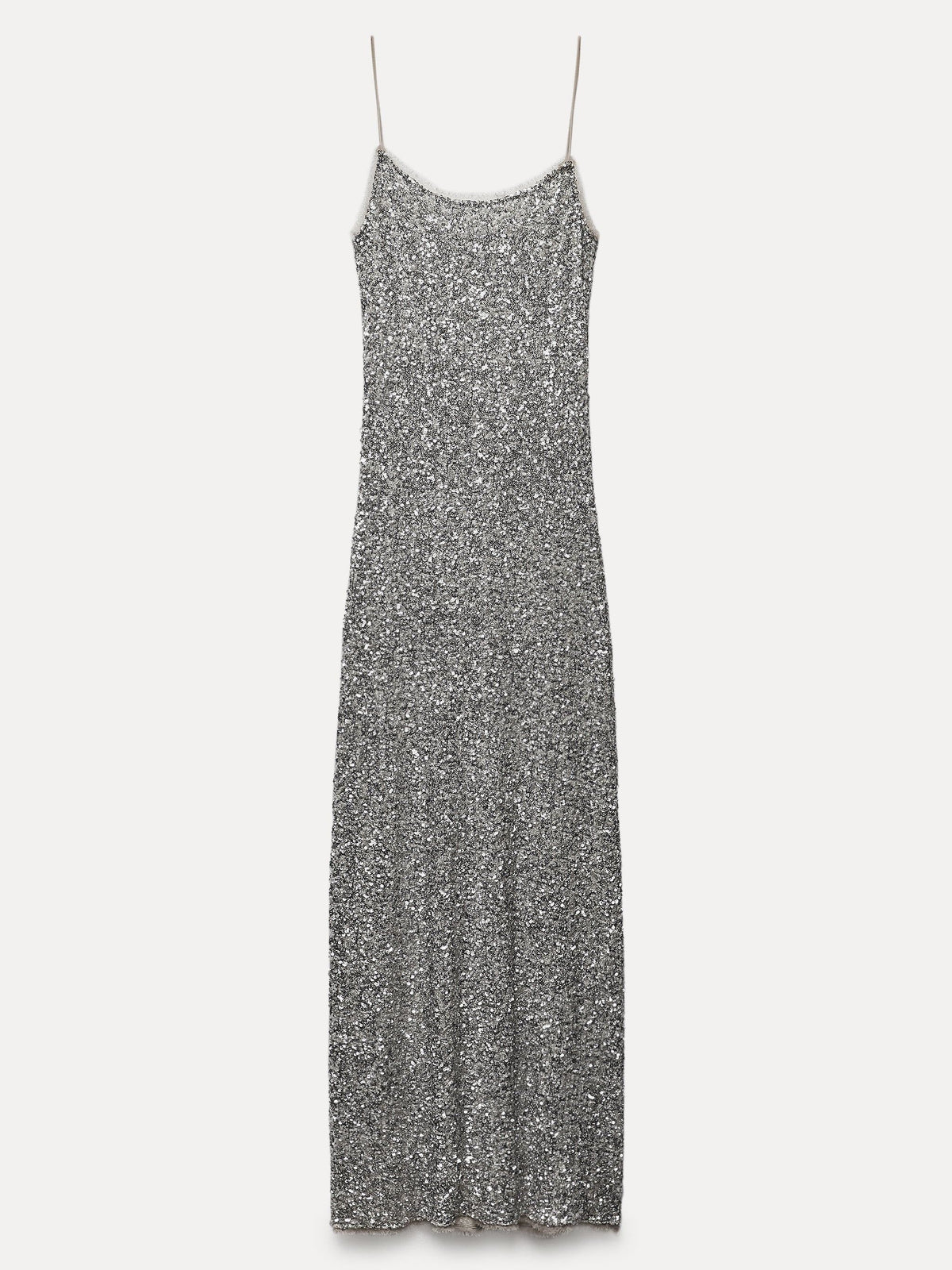 Sequin Spaghetti Strap Slip Midi Dress - View 5