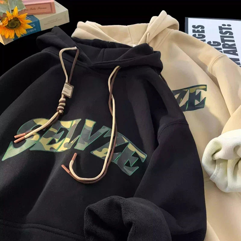 Camouflage Letter Print Punk Y2K Hoodie