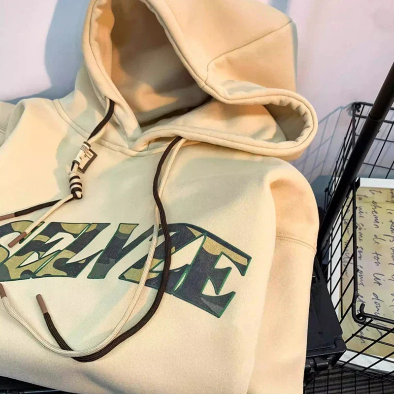 Camouflage Letter Print Punk Y2K Hoodie