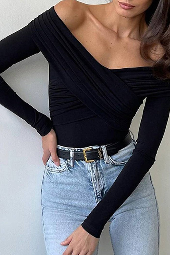 One Shoulder Long Sleeve Top