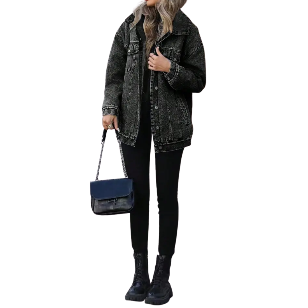 Button Front Oversized Denim Jacket 4