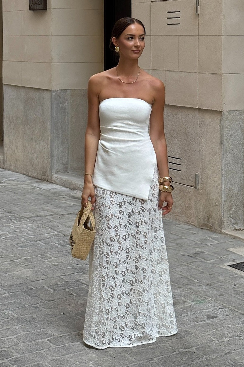 Crochet Lace Panel Low Waist Skirt