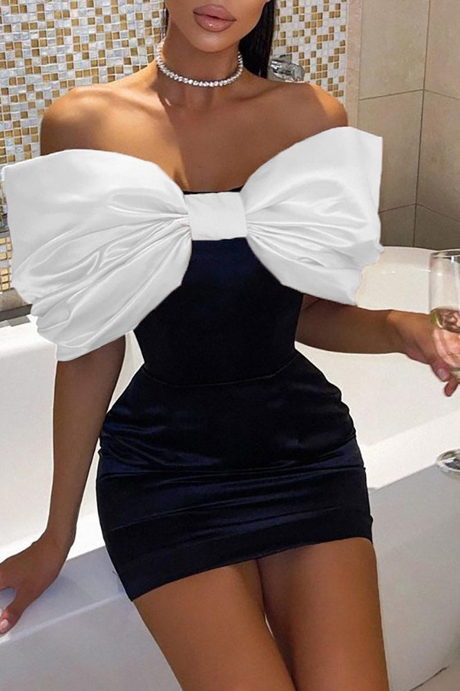 Detachable Bow Backless Bodycon Cocktail Dress - View 3