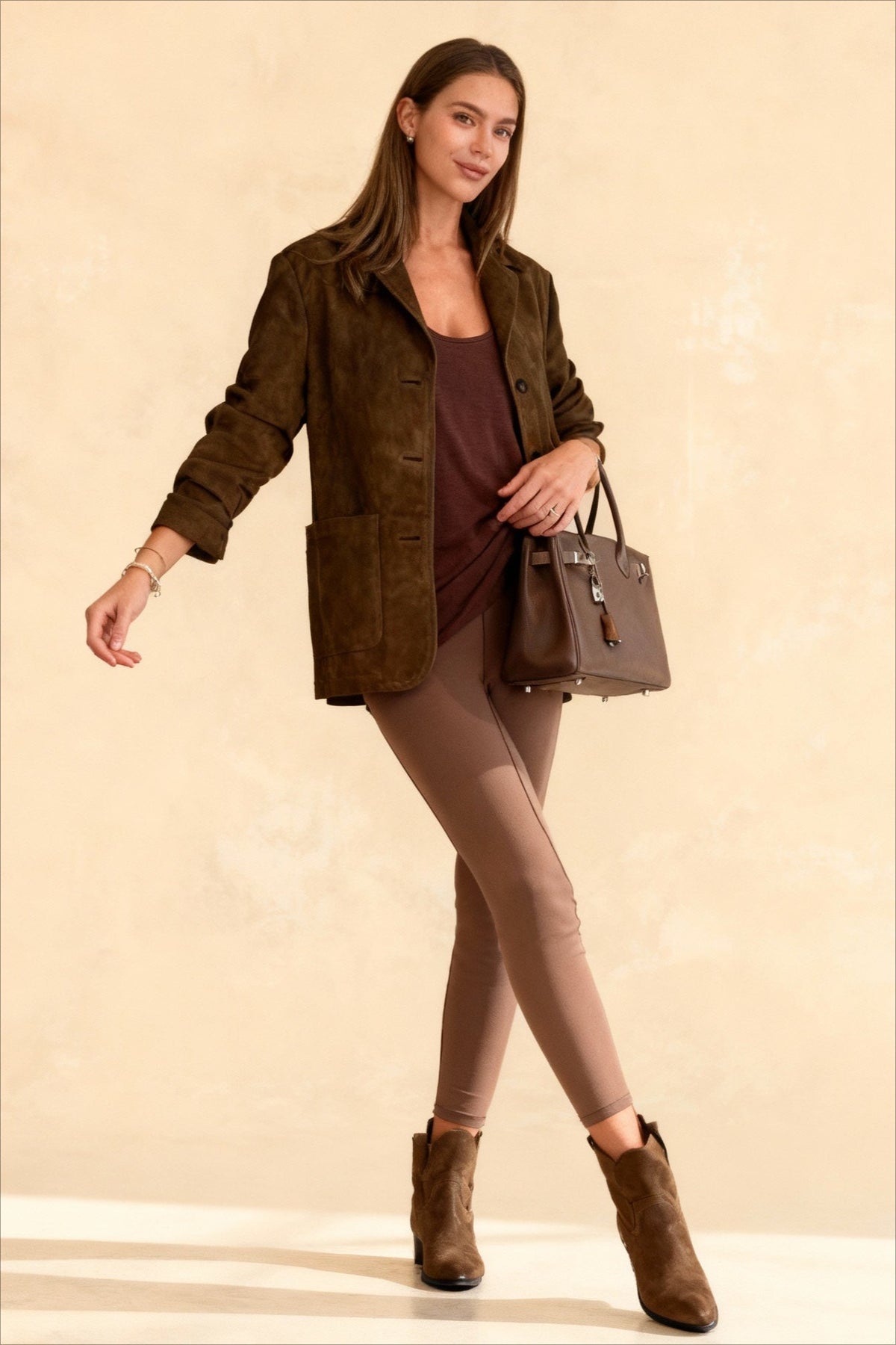 Fashion Elegant Stylish Warm Brown Lapel Jacket