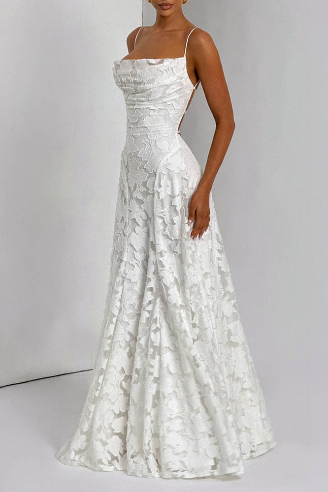 Chiffon Backless Spaghetti Strap Maxi Dress - View 12