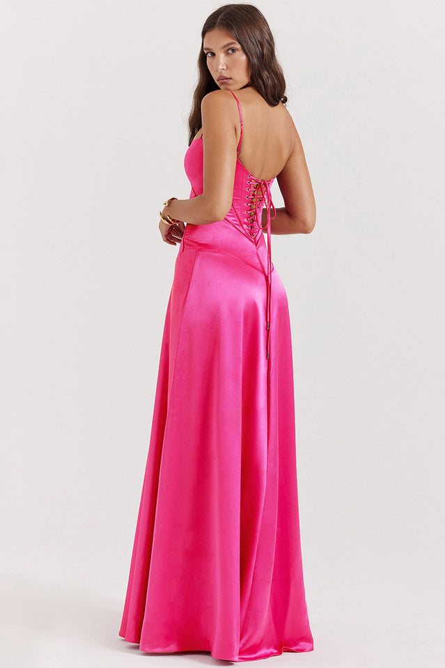 Anabella Black Lace Up Maxi Dress - View 12