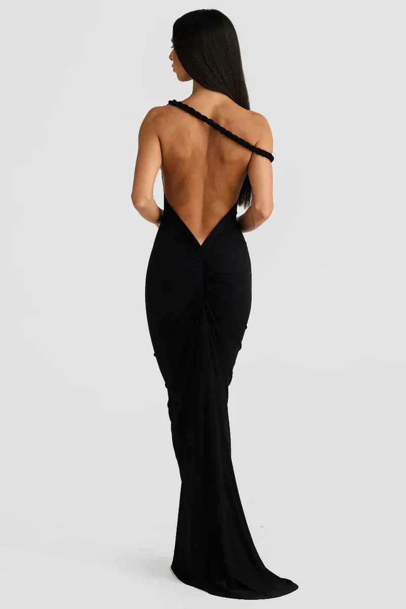 Off Shoulder Fold Over Sleeve Knit Bodycon Floor Length Gown - View 19