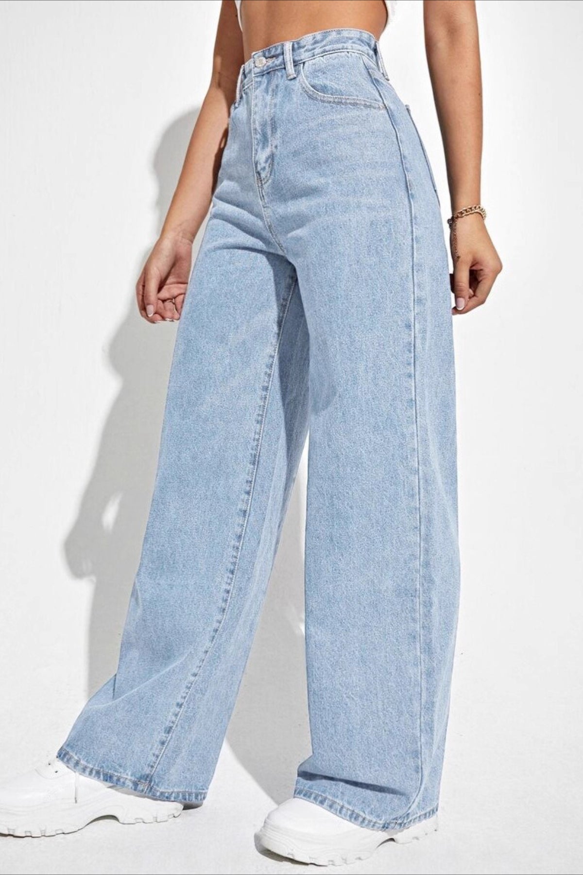 High-Waist Straight-Leg Denim Jeans