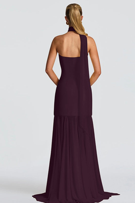 Strapless Scarf Neck Mesh Hem Mermaid Maxi Dress - View 6