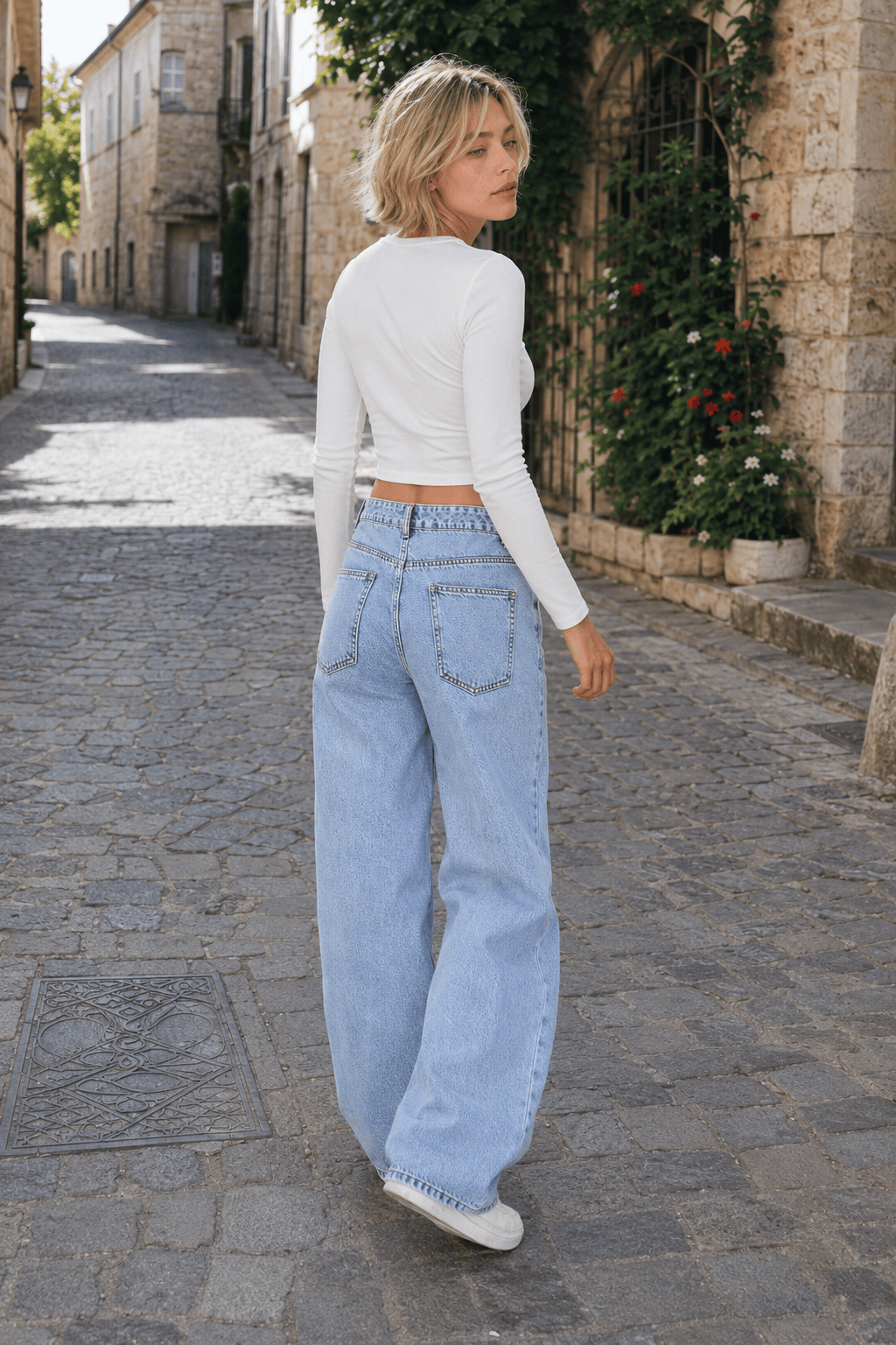High-Waist Wide-Leg Denim Jeans