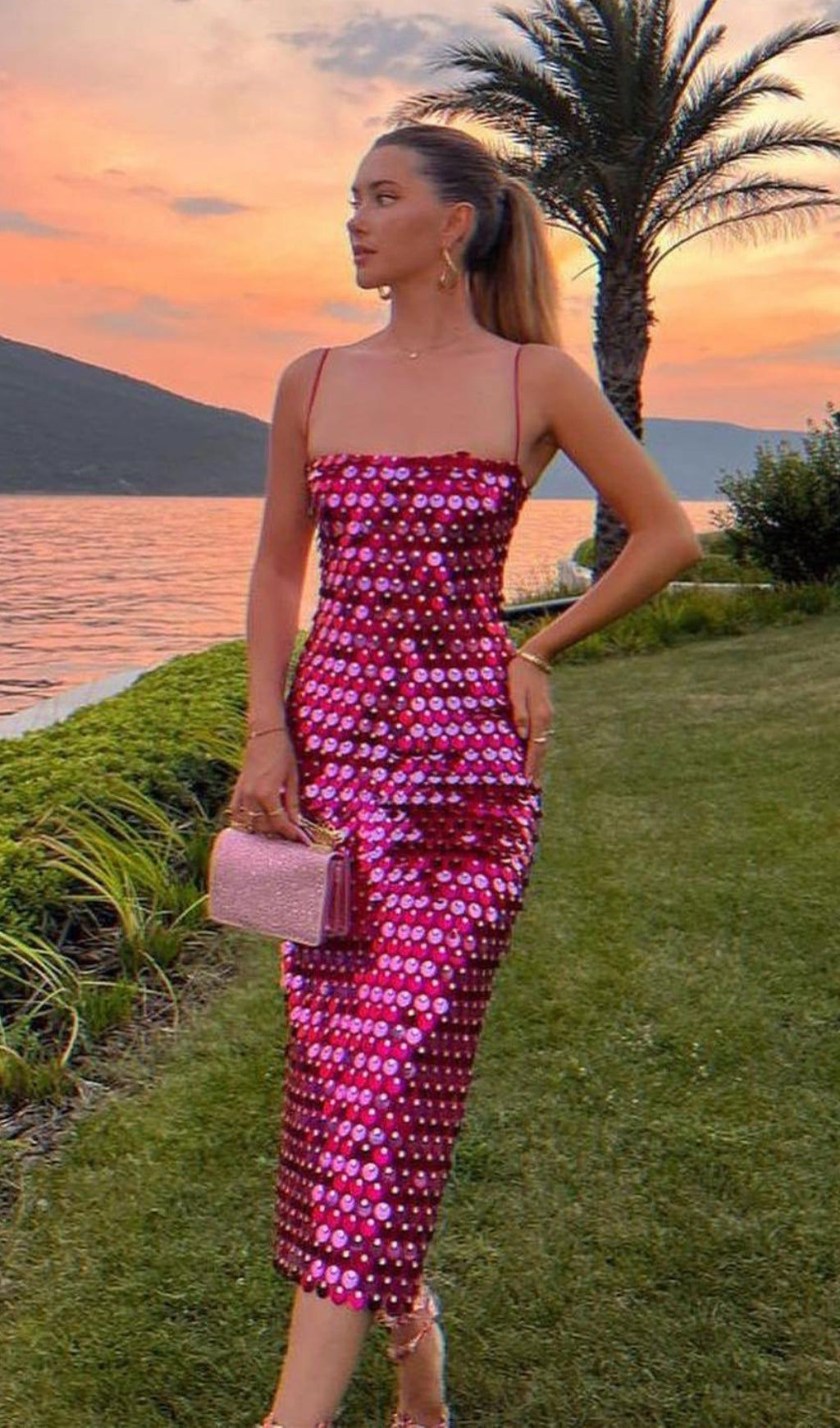 Disc Sequin Spaghetti Strap Square Neck Bodycon Mini Dress - View 2